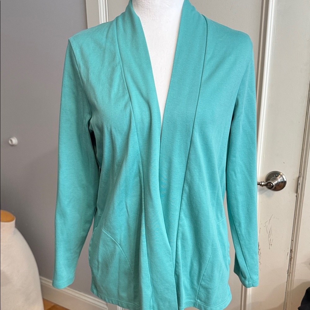 Teal Open Front Cardigan